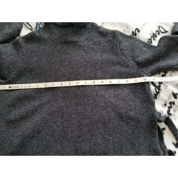 CYNTHIA ROWLEY Merino Wool Blend TurtleNeck Tie Sides Charcoal Sweater Top Sz XS - Picture 7 of 10
